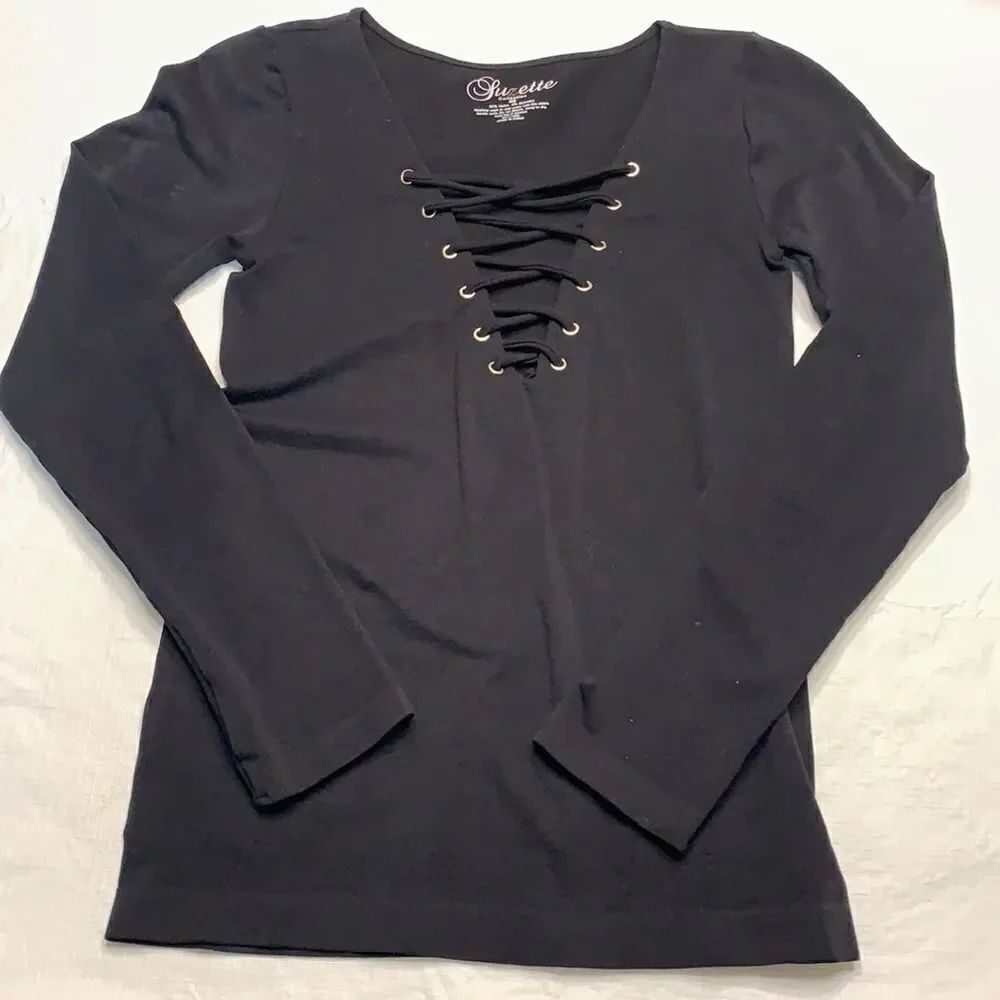 Charcoal Lace Up Long Sleeve